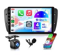 Rimoody 4G+64G Android Radio Coche para Seat Ibiza IV 6J 2009-2014 9'' Pantalla con Carplay Android Auto Inalámbrico Navegación GPS Mirror Link Bluetooth WiFi/FM/RDS/EQ/SWC Cámara Trasera
