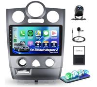 Rimoody 4G+64G Android Radio de Coche para Renault Megane 2 2002-2008 Inalámbrico Carplay Android Auto, 9 Pulgadas Pantalla Táctil Radio con GPS Navi WiFi Bluetooth FM/RDS 32 EQ/USB/SWC Cámara Trasera