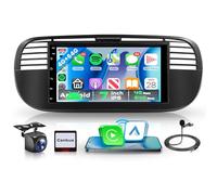Rimoody 4G+64G Inalámbrico Carplay Android Radio Coche para FIAT 500 2007-2015 7 Pulgadas Touchscreen Radio Coche con Android Auto GPS Navi WiFi Mirror Link Bluetooth FM/RDS/EQ/USB/SWC Cámara Trasera