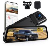 Rimoody 4K Espejo Retrovisor Coche Dash CAM Cámara 9.66 Pulgadas Pantalla Táctil IPS Dashcam Vista Delantera y Trasera Cámaras/Visión Nocturna HDR/GPS/WiFi y App Control/BSD y ADAS/Loop Video/Sensor G