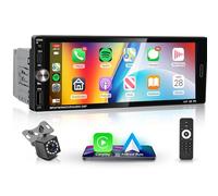Rimoody A-pple Carplay Radio Coche 1 DIN con Android Auto iOS/Android Mirror Link 6.9 Pulgadas Pantalla Táctil Radio Coche con Bluetooth FM Radio USB/AUX/EQ/Type C Control del Volante Cámara Trasera