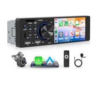 Rimoody A-pple Carplay Radio de Coche 1 Din con Android Auto iOS/Android Mirror Link 4 Pulgadas Pantalla Táctil Radio Coche con Bluetooth FM/RDS Radio USB/AUX/EQ/DVR Comandos al Volante Cámara Trasera