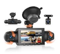 Rimoody Dashcam para Coche 4 Canales 360°, 4 1080P Delantera y Trasera Izquierda Derecha, Dash CAM de 3 Pulgadas 1080P con Visión Nocturna IR/Vídeo en Bucle/24H Monitor/G-Sensor de Aparcamiento