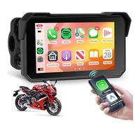 Rimoody Inalámbrico Carplay Motorbike Navi Android Auto, 5 Pulgadas Pantalla Táctil Carplay Portátil para Motos, Radio de Coche para Motos con Bluetooth/Navegación/IP68 Impermeable