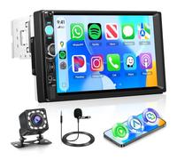 Rimoody Inalámbrico Carplay Radio de Coche 1 DIN con You-Tube Android Auto, 7 Pulgadas Pantalla Táctil Radio Coche iOS/Android Mirror Link Bluetooth FM Radio USB/EQ Control del Volante Cámara Trasera
