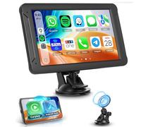 Rimoody Radio Coche Portátil 7 Pulgadas con CarPlay y Android Auto Inalámbrico - Pantalla Táctil IPS HD, AirPlay/Android Cast, Transmisor FM, Bluetooth para Coche