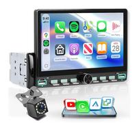 Rimoody Radio de Coche 1 DIN con Inalámbrico Carplay You-Tube Android Auto, 7 Pulgadas IPS Pantalla Táctil Radio iOS/Android Mirror Link Bluetooth FM Radio USB/EQ Control del Volante Cámara Trasera