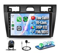 Rimoody Radio de Coche para Ford Fiesta Mk5 2002-2008 Inalámbrico Carplay Android Auto You-Tube Vi-Link Bluetooth FM/RDS DSP EQ, 9 Pulgadas Pantalla Táctil Radio Mirror Link USB SWC Cámara Trasera