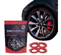Rimsavers Protector Llantas de Aleación Rojo - para Llantas Planas de hasta 24” x 4 | Instalación Sin Herramientas | Protección contra Daños por Bordillos | Accesorio para el Vehículo | 3 Colores