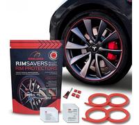 Rimsavers Protectores de Llantas de Aleación Rojo - Compatibles con Ruedas de hasta 24” x 4 | para Llantas con Borde Plano | 3 Opciones de Color | Instalación Fácil Hazlo Tú Mismo