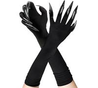 Rimtpuz Guantes Largos de Patas para Halloween, Guantes de Bruja Verdes con Uñas Espeluznantes, Guantes Elásticos de Garras de Fantasma, Diablo y Gato, Accesorios para Disfraz de Cosplay y Halloween