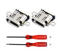 Rinbers Paquete de 2 puertos de carga USB tipo C, cargador de alimentación, conector de enchufe CC de repuesto para consola Nintendo Switch NS 2017 HAC-001 con herramienta de apertura