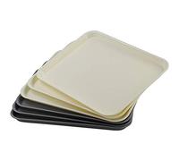 Rinboat Grande Bandejas Rectangulares Plástico Servir Comida Rápida, Crema y Gris, 6 Unidades