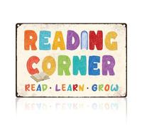 Rincón De Lectura Arcoíris: Lee, Aprende Y Crece. Letreros De Estaño Decoración Cartel De Chapa Divertido Letrero De Lata para Salón Granja Baño 20X30Cm