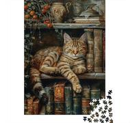 Rincón de Lectura de Gato Acogedor Puzzle De 1000 Piezas Puzzle Arte Entretenimiento Creativo Adultos Y Niños A Partir De 12 Año 38x26cm/1000pcs