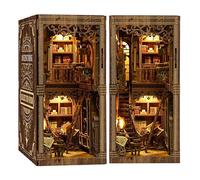 Rincón de libros con luz LED - Rompecabezas 3D para adultos, kit de casa en miniatura, sujetalibros decorativo creativo 3D, decoración de estante de libros, perfecto, rincones de libros de casa de