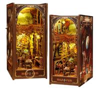 Rincón de libros en miniatura del Museo del Siglo de bricolaje, sujetalibros interactivo creativo, modelo de montaje 3D, colección histórica rica, adecuado para adultos (A)