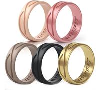 [Rinfit] Anillo de boda de silicona para hombres y mujeres, cómodo anillo de boda duradero de repuesto a juego con diseño de patente de EE. UU, Size 4, Silicona, Sin piedras preciosas