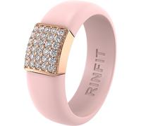 Rinfit Anillo de boda de silicona para mujer, anillo de compromiso para mujer, anillos de promesa para ella con circonitas cúbicas, diseño patentado, Size 5, Silicona, Zirconia cúbica