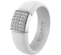 Rinfit Anillo de boda de silicona para mujer, anillo de compromiso para mujer, anillos de promesa para ella con circonitas cúbicas, diseño patentado, Size 9, Silicona, Zirconia cúbica