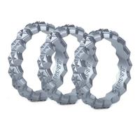 Rinfit - Anillo de boda de silicona para mujer, juego de anillos delgados y apilables, paquete de 3 anillos, cómodo y suave, de goma, Size 7, Plata, Plata, Plata