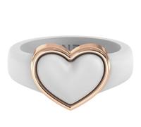Rinfit Anillo de silicona para ella, corazón de acero inoxidable, alianzas de boda de goma para mujer, diseño pendiente patentado, Size 8, Silicona, Sin piedras preciosas