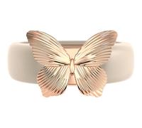 Rinfit Anillo de silicona para mujer con mariposa de acero inoxidable, anillos de boda de goma, patente pendiente, Size 4, Silicona, Sin piedra preciosa