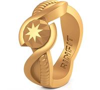 Rinfit Anillos de boda de silicona para mujer. Colección de diamantes redondos diseñados y suaves bandas de compromiso de goma para mujer. Diseño de Estados Unidos.