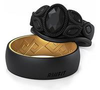 Rinfit Anillos de silicona a juego para parejas, juego de alianzas de boda de silicona para él y ella, anillo para él y ella, diseño patentado, W:7/M:9, Silicona, Sin piedras preciosas