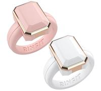 Rinfit Anillos de silicona para mujer, anillo de aniversario o anillo de promesa para ella, anillos de boda de goma esmeralda para mujer, diseño patentado, Size 8, Silicona, Sin piedras preciosas