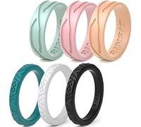 Rinfit Anillos de silicona para mujeres y hombres, conjuntos de alianzas de boda de silicona para él y ella, anillos de boda de goma de la colección 4Love, diseño patentado