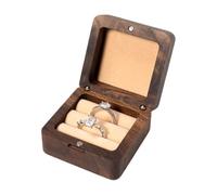 Ring Box - Jewelry Storage Organizer, Double Slots Wooden Holder, Velvet Lined Interior, Secure Magnetics Closure, Engagement Proposal Component, Perfect for Wedding Ceremony