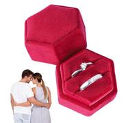Ring Box - Velvet Ring Bearer Box | Double Slots Hexagon Rings Case Holder Organizer With Geometric Design And Lid For Men Women Girls Travel, Christmas Registry Engagement Ceremony, Proposal