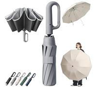 Ring Buckle Umbrella, 2-in-1 Ring Bubble Umbrella, Portable, Reinforced, Extra-Large for Sun & Rain with Rings Buckle Handle, for Daily Use, Travel & Rain (Gray)