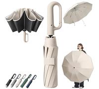 Ring Buckle Umbrella, 2-in-1 Ring Bubble Umbrella, Portable, Reinforced, Extra-Large for Sun & Rain with Rings Buckle Handle, for Daily Use, Travel & Rain (Beige)