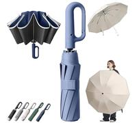 Ring Buckle Umbrella, 2-in-1 Ring Bubble Umbrella, Portable, Reinforced, Extra-Large for Sun & Rain with Rings Buckle Handle, for Daily Use, Travel & Rain (Blue)
