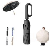 Ring Buckle Umbrella,Automatic Umbrella Creative Ring Buckle,Ring Buckle Reverse Automatic Umbrella,Ring Buckle Portable Folding Umbrella,Creative Ring Buckle Windproof Reinforced Umbrella (Black)