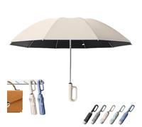 Ring Buckle Umbrella, Rain Buckle Umbrella with 41'' & 49'' Canopy, Sturdy Windproof Automatic Open Close, Compact Folding Design, Reflective Strip, for Sunny & Rainy, Couple Use (Couple Beige)