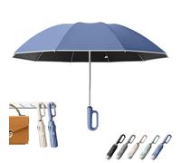 Ring Buckle Umbrella, Rain Buckle Umbrella with 41'' & 49'' Canopy, Sturdy Windproof Automatic Open Close, Compact Folding Design, Reflective Strip, for Sunny & Rainy, Couple Use (Couple Blue)