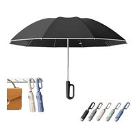 Ring Buckle Umbrella, Rain Buckle Umbrella with 41'' & 49'' Canopy, Sturdy Windproof Automatic Open Close, Compact Folding Design, Reflective Strip, for Sunny & Rainy, Couple Use (Couple Black)