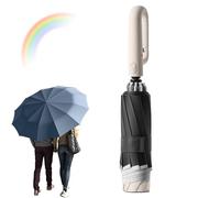 Ring Buckle Umbrella, Sturdy Umbrella Windproof, Inverted Umbrella, Automatic Umbrella, Auto Open Close Umbrella, Portable Windproof Umbrella for Camping Hiking Picnic Travel (Beige)
