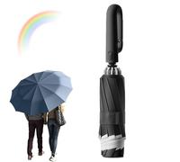 Ring Buckle Umbrella, Sturdy Umbrella Windproof, Inverted Umbrella, Automatic Umbrella, Auto Open Close Umbrella, Portable Windproof Umbrella for Camping Hiking Picnic Travel (Black)