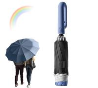 Ring Buckle Umbrella, Sturdy Umbrella Windproof, Inverted Umbrella, Automatic Umbrella, Auto Open Close Umbrella, Portable Windproof Umbrella for Camping Hiking Picnic Travel (Blue)
