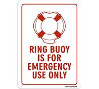 Ring Buoy Is For Emergency Use Only - Señal de piscina, 30,5 x 20,3 cm, resistente a la decoloración, uso en interiores y exteriores, letrero de metal