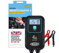 Ring Cargador y mantenedor de Coche SMARTCHARGE 4A (Compatible con Varios | Tecnología inteligente, carga desde 1 voltio, IP65 resistente a la intemperie, alcance extendido del cable, diseño compacto