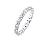 Ring Damen, Promise Ring Beste Freundin Reihe Von 2 mm Runden Moissanitringen Silber Platin Größe 65 (20.7)