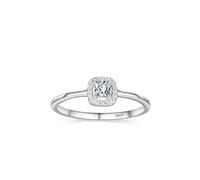 Ring Damen Zirkonia, Promise Ring Frau Silber Quadratischer Heiligenschein mit Weiß Zirkonia 925 Silber Größe 49 (15.6)