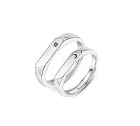 Ring de dedo abierta de metal esterlina Ring Sun and Moon Parejas Men y mujeres Anillo simple Anillo de moda Joyas de metal esterlina, regalos para el anillo de amantes, abertura ajustable (anillo