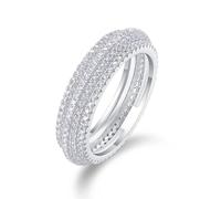 Ring Frauen Verlobung, Freundschaftsringe Freundinnen 5,5 mm Ring Komplett mit Moissanit Besetzt Silber 18K Weißgold Größe 50 (15.9)
