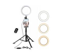 Ring Light for Perfect Selfies, Universal Compatibility for Smartphones, Dimmable LED with Adjustable Brightness, Tripod Stand with Rotating Phone
